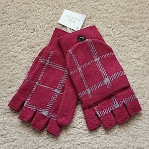 Coach New Women's Raspberry/Grey Mittens
